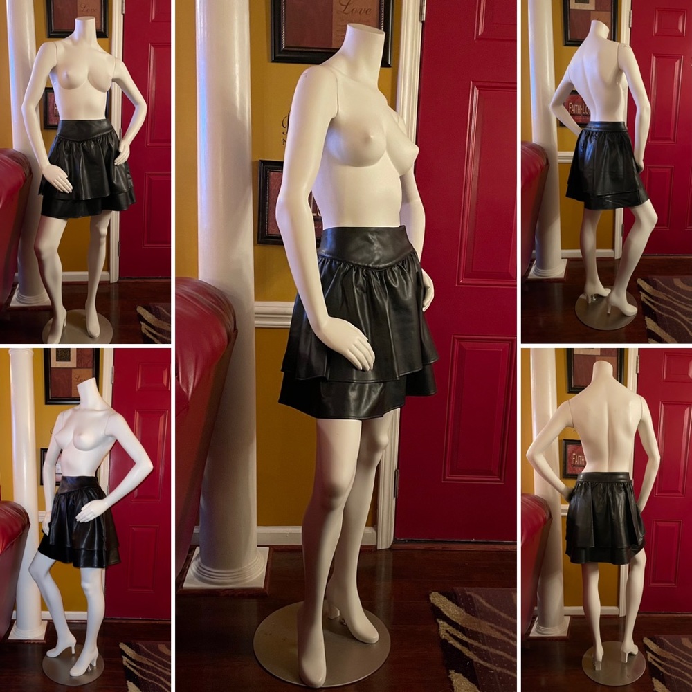 Express High Waisted Faux Leather Ruffle Mini Skirt - Picture 6 of 11